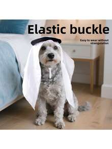 1pc 13cm Diameter Pet Headscarf Hat, Handmade Sun Protection Windproof Headwear For 5-20 Lbs Pets - Black and White - View 7