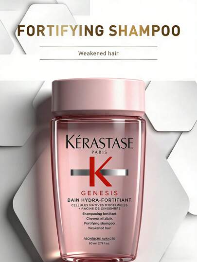 Kérastase 80毫升 GENESIS 强韧洗发水，专为脆弱发质设计，蕴含生姜根和二肽，有效控油，减少头皮屑，增加发量和光泽，质地柔滑，果香花香，适合日常使用，滋养受损发质。
