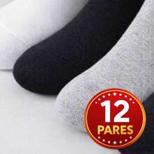 Kit 12 Pares Meias  Cano Longo Alto Esportiva - Multicolorido - Visão 2