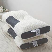 Buy 1 Get 1 Free, 2 Soft Woven Neck Massage Couple Pillows - Adjustable Ergonomic Orthotic Profile Support, High Quality Pillow Core, Sleep Comfort, Removable Pillowcase - trắng - Xem 1