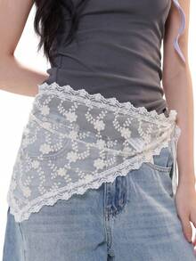 1 Piece Cute White Small Floral Lace Headband Turban Scarf Multifunctional Waist Tie Diaper Cover - Multicolor - View 7