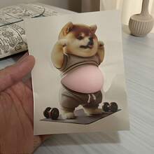 3D Sticker 1pc/2pcs/5pcs Creative Fried Chicken, Corgi, Puppy Belly Stickers, Cute Decorative Stickers - Grey - View 5