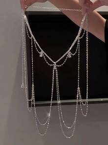 1 pieza Elegante accesorio de vestido de novia con cadena de hombro de cristal - Plateado - Ver 4