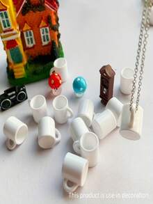 10pcs/25pcs Premium Mini White Coffee Cup Decorative Ornaments, Mini Toys, Resin Material, Perfect For DIY Keychains, Hair Accessories, Dollhouse Decor And Jewelry Making Supplies, Ideal Gift For Parties, Birthdays And Back To School Season. - View 9