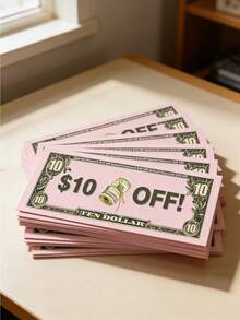 50张面值10美元的钞票式礼品券，适用于小型企业和客户答谢的忠诚度奖励折扣券 - 套裝 - 查看 7
