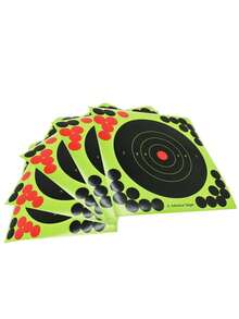 20 piezas Suministros de arquería para caza al aire libre, Dianas de papel para entrenamiento de tiro, Etiquetas de práctica de tiro con cambio de color fluorescente y salpicadura, Adecuado para escenarios de entrenamiento de tiro competitivo. - Verde y negro - Ver 4