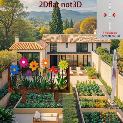 2D Flat, 1pc Modern Vintage Floral Garden Stake Label - Outdoor Plant Marker Sign Suitable For Fence, Yard, Decor - Plastic Flower Tag For Plants, Shrubs, 2D Fla