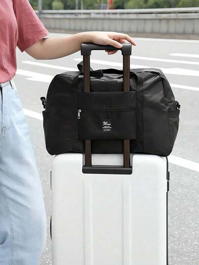 1pc Fitness Bag, Yoga Sling Bag, Sports Bag With Shoe Compartment And Wet Clothes Pocket, Black Oxford Cloth Durable Water-Resistant Fabric, Travel Bag With Dry & Wet Pocket, Lightweight Handbag, Weekend Overnight Bag, Unisex, Suitable For Workout, Travel, Gym, Swimming, Airplane, Business Trip, Vacation, Etc.