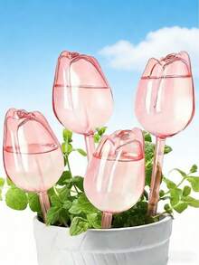 1pc/2pcs/4pcs Slouchy Gardening Tool Potted Plant Cutter Automatic Watering Device Drip Irrigation System - Pink - View 3