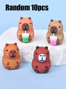 10/6/1个可爱水豚造型削笔器，动漫水豚削笔器，学生文具，儿童学习用品，生日礼物，热销产品 - 彩色 - 查看 7