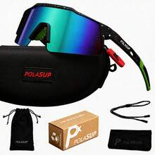 1pc POLASUP Brand Summer Outdoor Casual Glasses, Gradient Color Coated Full Coverage Sports Cycling Hiking Glasses, Solid Color One-Piece Lens Design, Breathable Frame - Multicolor - View 5