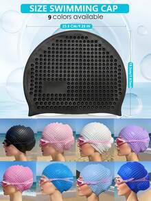 Waterproof Swim Cap For Men And Women - High Elasticity, Ear Protection, And Long Hair Coverage - Large Elastic Silicone Diving Cap, Silicone Swimming Cap, High Elasticity, Thickened Design Suitable For Long And Short Hair, Keeps Hair Dry, Easy To Remove, Suitable For Outdoor Water Sports, Durable Swimming Accessories - Ideal Choice For Valentine's Day, Carnival, Beach Essentials, Beach Accessories, Pool Float - Multicolor - View 7