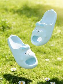 1双可爱卡通女士EVA厚底防滑平底休闲拖鞋，适合春夏穿着 - 淺藍色 - 查看 7
