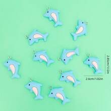 10个海洋系列跃海豚吊坠，适用于手工珠宝制作，耳环、项链、手链、脚链、包包挂饰、情侣礼物、树脂工艺品 - 10件跳躍的海豚 - 查看 4