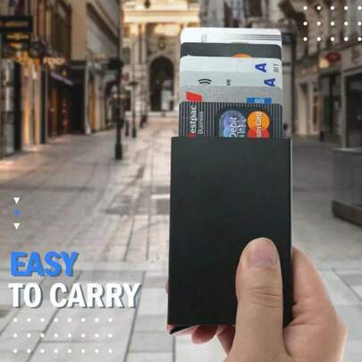 Ví đựng thẻ ID RFID dạng bật mở, vỏ bảo vệ bằng kim loại nhôm nhỏ gọn, túi đựng thông minh tháo lắp nhanh, phù hợp cho cả nam và nữ.