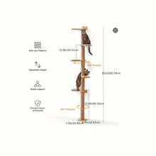 Freestanding Cat Tree With Scratching Post, Cat Tower Condo, Sisal-Covered Cat Climbing Pole, Space-Saving Design - Apricot - View 2