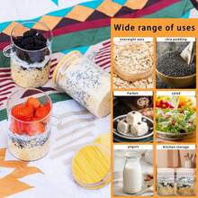 Overnight Oats Containers With Lids,4 Pack 18oz Overnight Oats Jars With Spoons,Salad Meal Prep Jar With Bamboo Lids For Chia Seed Pudding Salad Cereal Coffee Flour,Sourdough Starter Jar For Bread. - 查看 6