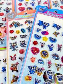 Cute Cartoon Crystal Embossed Decorative Stickers, Shiny Stickers For Gifts, Computers, Desktops, Offices, Multi-Functional Adorable Decorative Stickers - Multicolor - View 5