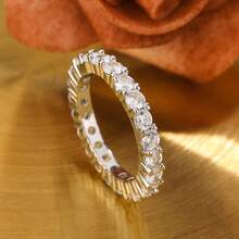 极简奢华优雅情侣全镶钻戒指，永恒订婚/结婚戒指，高品质珠宝 - KYRA028白金 - 查看 6