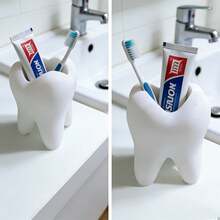 3D Printed Tooth Shaped Pen Holder/Toothbrush Stand - White - View 4
