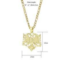 dollrinboy 1件14K镀金阿尔巴尼亚鹰吊坠项链，男女通用，3毫米不锈钢扁平费加罗链，18/22英寸 - 鷹 - 查看 13