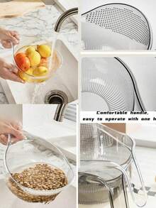 1pc Multi-Function Plastic Rice Washing Bowl, Can Be Used As Rice Washing Bowl, Vegetable Basket, Fruit & Vegetable Drainer - Suitable For Healthy Meal Prep And Efficient Kitchen Use, Practical Kitchen Tool - Multicolor - View 8