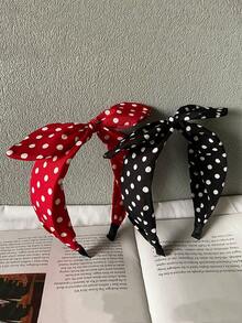 1件装女士波点兔耳打结发箍，宽边蝴蝶结布艺发带发饰 - 彩色 - 查看 8