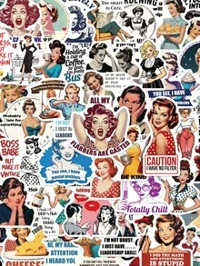 50pcs American Retro Female Quotes Sticker For Water Bottle Laptop Luggage Journal Diary Phone Sticker - Multicolor - View 9
