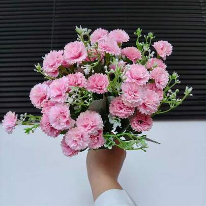 10/6/3/1 支仿真粉色康乃馨花束，逼真丝质康乃馨花，带茎带叶，仿真康乃馨插花，适用于花瓶、家居、婚礼装饰、母亲节、春秋季装饰、婚礼花瓶、家居、房间、餐厅、卧室、浴室装饰、母亲节礼物、节日生日派对、户外花园装饰、办公桌家居装饰、婚礼节日祝福