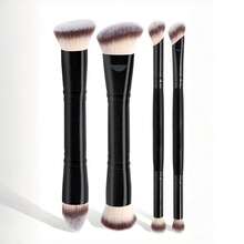 Set de 4 piezas de brochas de maquillaje de doble punta de tamaño grande, brocha de base suave, brocha de contorno, brocha de polvo - Multicolor - Ver 12