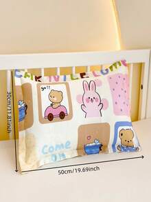 三件套卡通床上用品（1*被套+1*床垫套+1*枕套），舒适床上用品套装，可爱动物印花图案，被套尺寸：120*150厘米，不含填充物 - 粉色 - 查看 5