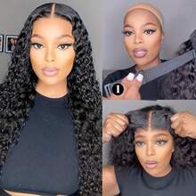 无胶假发 真人发 即戴型 预剪 5x5 高清蕾丝闭合 深波浪卷发 真人发假发 巴西水波纹假发 - Natural Black - 查看 2