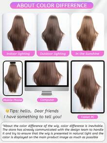 Tóc giả tổng hợp dài 28 inch với kiểu tóc thẳng tự nhiên, màu nâu tuyệt đẹp. Được thiết kế có mái, tóc giả này được làm từ sợi chịu nhiệt để đảm bảo độ bền. Bộ tóc giả này hoàn hảo để sử dụng hàng ngày, mang lại vẻ ngoài tự nhiên và chân thực, giống như tóc thật. - màu nâu - Xem 10