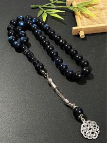 1条新款12毫米闪亮珠子，33颗珠子，穆斯林单串流苏祈祷念珠手链，简约风格 - 彩色 - 查看 5