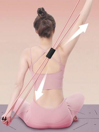 1pc 8-Shaped Resistance Band, Home Fitness Yoga Stretch Strap For Women, Shoulder & Neck Stretching, Back Toning