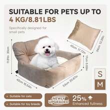 HazoWill宠物车载增高座椅兼旅行床，适用于小型犬猫，座椅抬高设计，配有防滑底座和可调节绑带，轻便可折叠，多功能设计，时尚舒适，是公路旅行和居家使用的理想之选。 - 彩色 - 查看 14