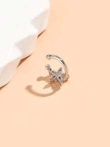 1pc Rhinestone Flower Decor Ear Cuff Copper Jewelry Valentines,Mom,Mother,Mother's Day,Gift - Silver - View 4