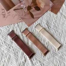 3条装尼龙编织运动表带，兼容 Series 1-10，可调节表扣，透气材质 - 适用于38mm至49mm表盘，智能手表升级 | 弹性表带，男女通用 - 煙紫+肉粉+星光 - 查看 1