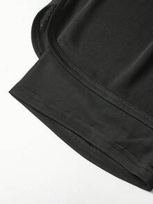 Shorts deportivos 2 en 1 para hombre, unicolor con forro interior, cintura elástica, bolsillos, fitness, regalo para novio - Negro - Ver 6