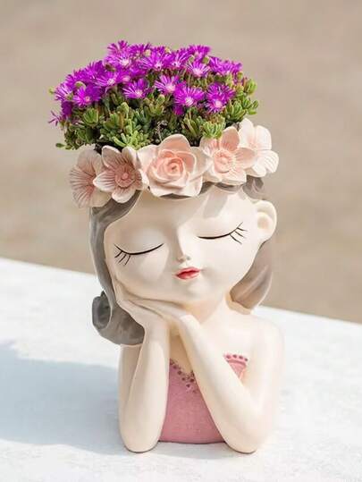 Fairy Resin Small Flower Pot, Balcony Gardening Micro Landscape Succulent Planter, Desktop Potted Plant Pot, Cute And Compact