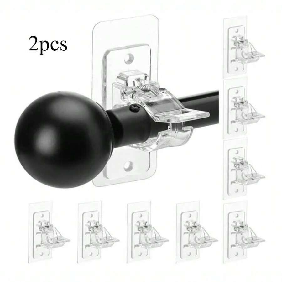 2个简易安装粘性窗帘杆支架，支撑窗帘杆，可拆卸且不损坏窗帘杆。 - 多色的 - 查看 1