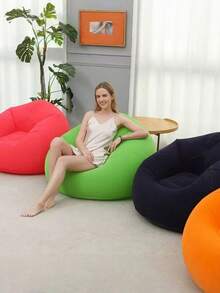 1pc Inflatable Sofa, Inflatable Slouchy Sofa, PVC Single-Person Sphere Sofa, Foldable Outdoor Leisure Sofa Chair (Gray Or Black Bottom, Random Delivery) - Khaki - View 6