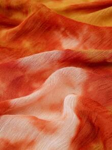 1件装女士轻薄柔软印花头巾双针包边优雅扎染穆斯林头巾 - 彩色 - 查看 7