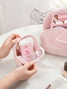 2pcs Cosmetic Bag Set, Large Capacity Dustproof Portable Makeup Bag, Makeup Brush Organizer, Multi-Functional Travel Toiletry Bag - Multicolor - View 7