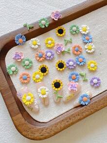 1 Pack Spring Colorful Small Daisy & Sunflower Metal Nail Art Decorations, 3D Floral Minimalist Metal Accessories - Multicolor - View 5