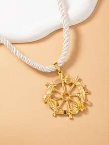 1 pieza Collar con estrella de mar de estilo exagerado de océano - timón - Ver 3