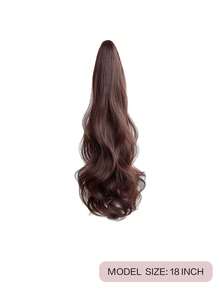 黑色马尾辫接发，女士专用，18英寸大波浪卷发，爪夹式马尾辫，自然合成假发接发，易于使用，蓬松不打结 - 彩色 - 查看 12