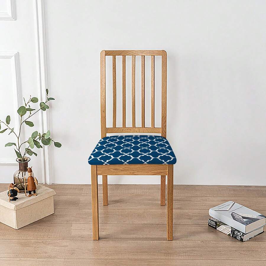 1件/4件/6件装印花方形座椅套，弹性可拆卸可水洗椅套，适用于餐厅、厨房 - 彩色 - 查看 1