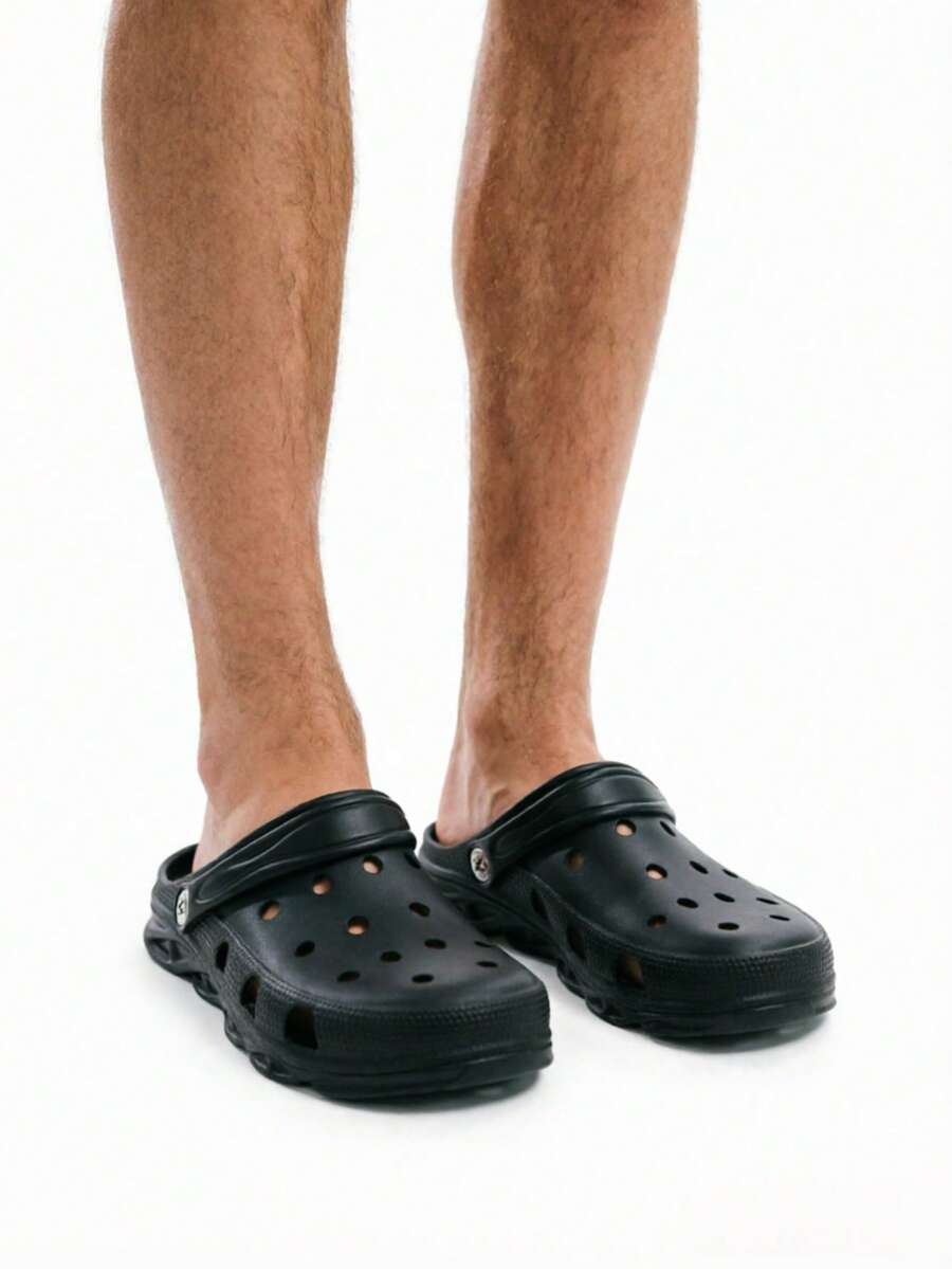 Unisex Black Garden Clogs, Lightweight EVA Slip-On Shoes, Non-Slip Breathable Water-Resistant Outdoor Sandals, Quick-Dry Beach Pool Shower Yard Work Casual Comfort Footwear - 黑色 - 查看 1