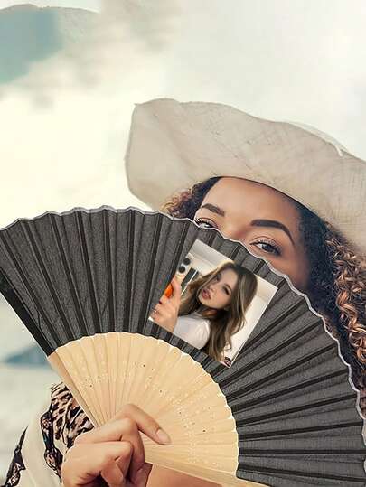 Customized Photo And Name LOGO White Wedding Fan, Classic DIY Fan, High-Quality Customized Decoration, Personalized, Fashionable And Exquisite Customization, Personalized, Unique Ideal Gift Suitable For Her, Boyfriend, Girlfriend, Dad, Family, Mom, Friends, Pets